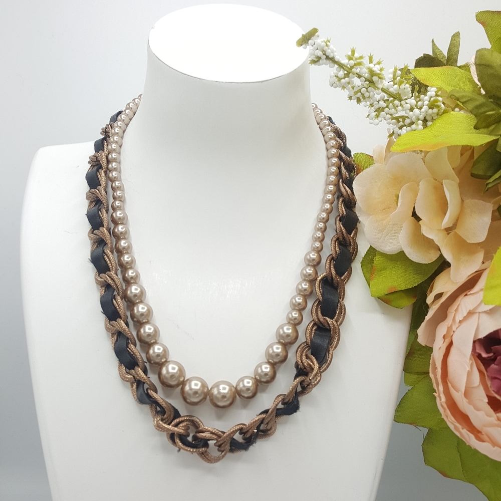 ✔️LOFT Chains & Pearls Double Strand Necklace